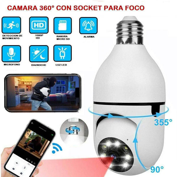 Camara Wifi 360 Tipo Foco - Dia/Noche